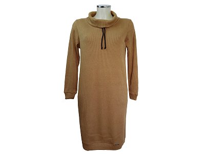 Šaty s dlouhým rukávem v pískové barvě - vel.38