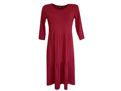 Červené kaskádové šaty s 3/4 rukávem - vel.38