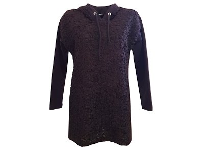 Černá tunika s chlupem a kapucí - vel.38