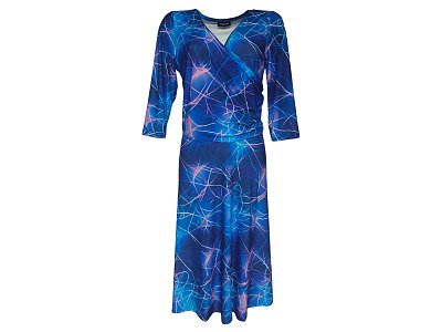 Modré šaty s kolovou sukní s 3/4 rukávem - vel.42