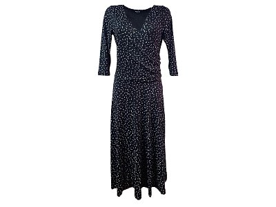 Černé elegantní šaty s bílým tiskem - vel.42