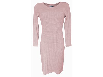 Růžové šaty z žebrového úpletu - vel.38