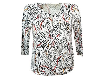 Bílá halenka s 3/4 rukávem s tiskem - vel.38