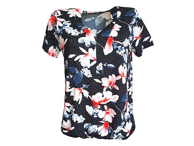 Volná halenka s tiskem květů - vel.40