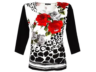 Halenka s květy s 3/4 rukávem - vel.40