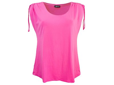 Volné růžové triko se spadlým rukávem - vel.42