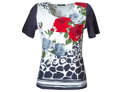 Klasická halenka s červenými květy - vel.38