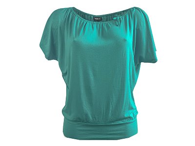 Tyrkysové triko v netopýřím střihu - vel.38