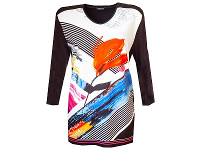 Barevná halenka s černými rukávy - vel.48