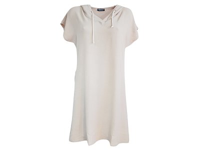 Béžové volné šaty s kapucí - vel.38