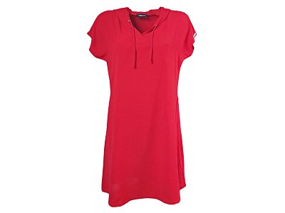Červené letní šaty s kapsami a kapucí - vel.38