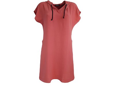 Volné šaty s kapucí v cihlové barvě - vel.38