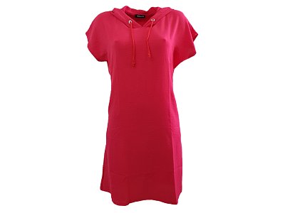 Červené volné šaty s kapucí - vel.38