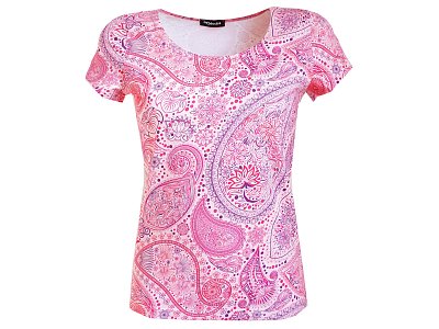 Bílá halenka s růžovým tiskem - vel.38