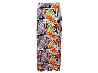 Dlouhá letní zelenooranžová sukně - vel.38