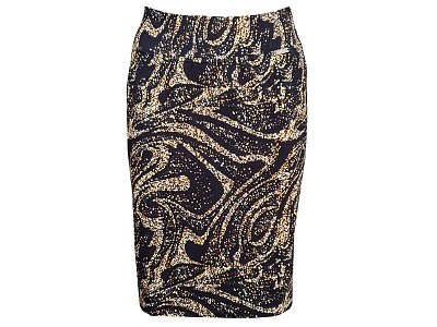 Černá sukně z bavlny se žlutým tiskem - vel.40