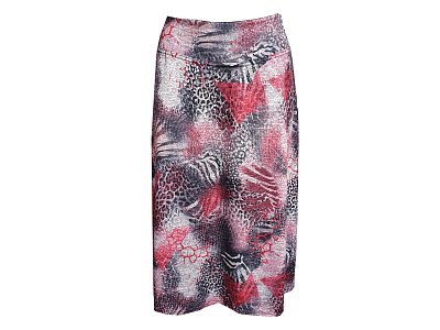 Šedá teplejší sukně s červeným tiskem - vel.42