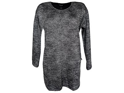 Šedý svetr - tunika s jemným tiskem - vel.38