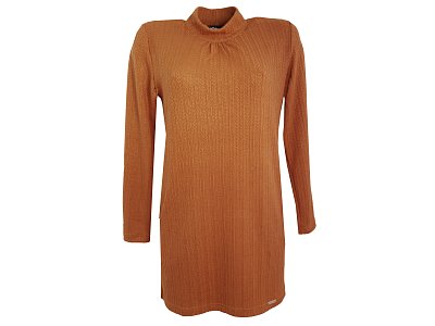 Teplá tunika v pískové barvě se stojákem - vel.38