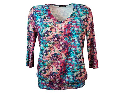 Barevná halenka s výstřihem do V - vel.46