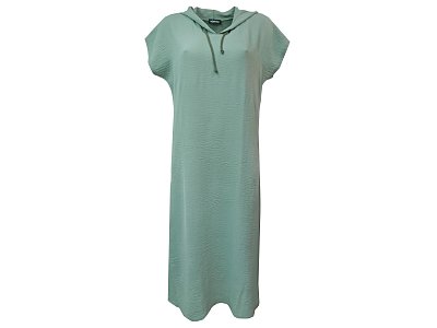 Dlouhé šaty s kapucí v khaki barvě - vel.38