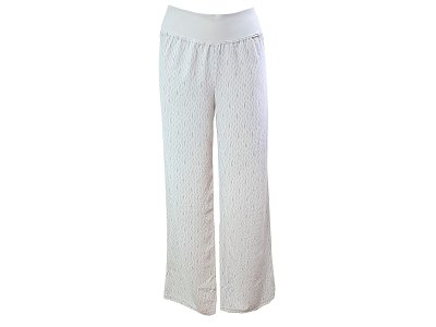 Béžové dlouhé volné kalhoty se vzorem - vel.38