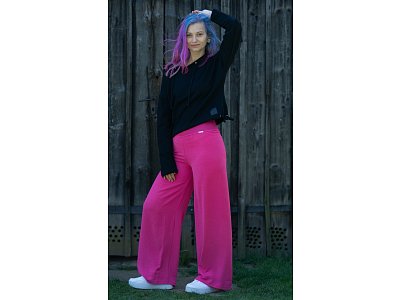 Letní růžové široké kalhoty - vel.38