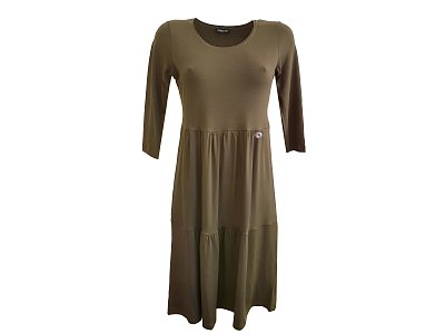 Kaskádové šaty v khaki barvě - vel.36
