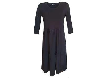 Černé kaskádové šaty s 3/4 rukávem - vel.50