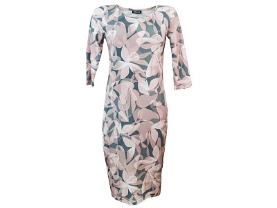 Šedo růžové hladké šaty s 3/4 rukávem - vel.44