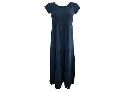 Dlouhé modré kaskádové šaty - vel.38