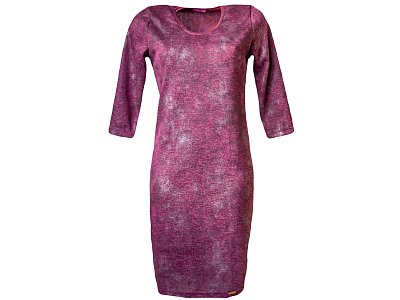 Hladké šaty ve vínové barvě s tiskem - vel.38