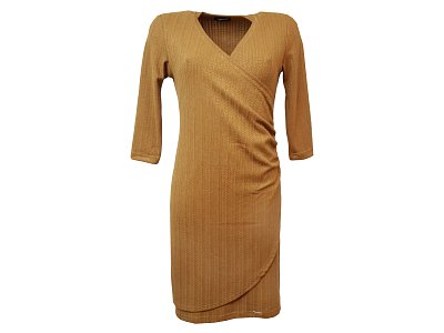 Překřížené šaty v tmavě pískové barvě - vel.42