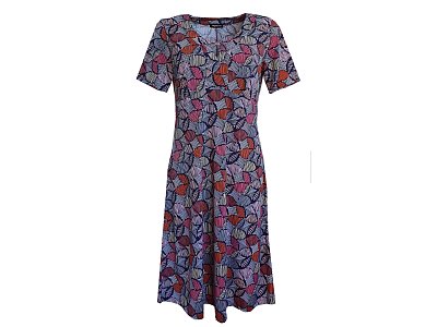 Barevné šaty s krátkým rukávem - vel.42