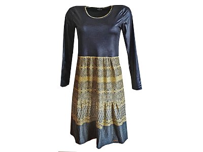 Řasené černo šedé šaty - vel.40