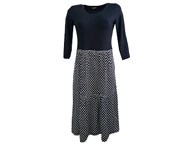 Černé šaty s bílými puntíky s 3/4 rukávem - vel.40